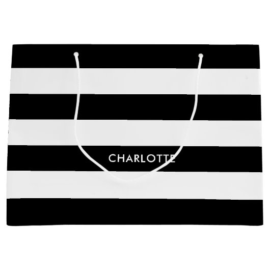 Oorspronkelijk Elegant zwart-wit strepen patroon Large Cadeautasje (Voorkant)