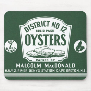 Oorspronkelijk Etiket Retro Cape Breton Oysters Mo Muismat