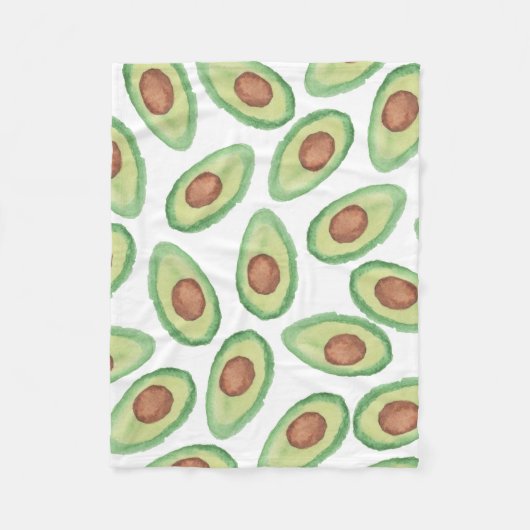 Oorspronkelijk groen bruine waterverf avocado-patr fleece deken (Voorkant)