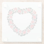 Oorspronkelijk hart van kruisstikkende rode rozenb glazen onderzetter (Achterkant)