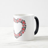 Oorspronkelijk hart van kruisstikkende rode rozenb magische mok (Voorkant rechts)