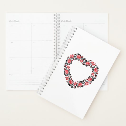 Oorspronkelijk hart van kruisstikkende rode rozenb planner (Display)