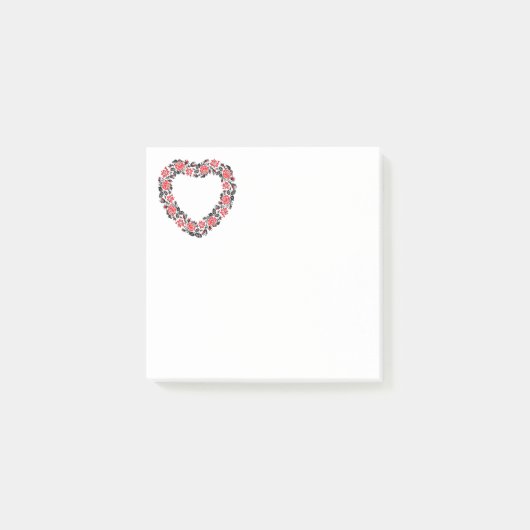 Oorspronkelijk hart van kruisstikkende rode rozenb post-it® notes (Voorkant)