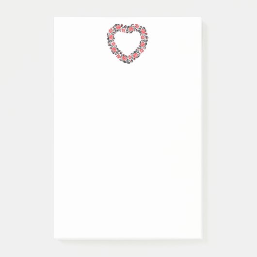 Oorspronkelijk hart van kruisstikkende rode rozenb post-it® notes (Voorkant)