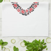 Oorspronkelijk hart van kruisstikkende rode rozenb theedoek (Gevouwen)