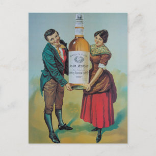 Oorspronkelijk Iers whisky poster, hand in hand Briefkaart