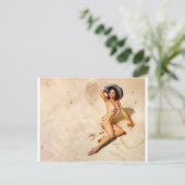 Oorspronkelijk  meisje op het strand briefkaart (Staand voorkant)