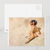 Oorspronkelijk  meisje op het strand briefkaart (Voorkant / Achterkant)