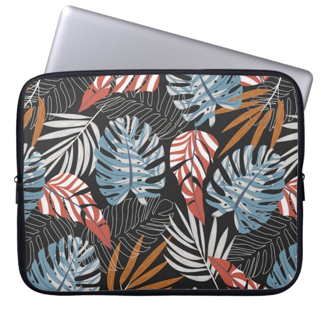 Oorspronkelijk naadloos patroon met heldere plante laptop sleeve (Voorkant)