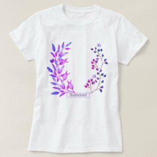 Oorspronkelijk ontwerp van paarse bloemen en takke t-shirt