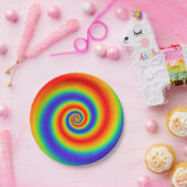 Oorspronkelijk regenbooggradiënt Kleurig spiraal e Papieren Bordje (Feest)