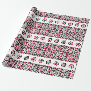 Oorspronkelijk rood en zwart kruisstiekpatroon cadeaupapier