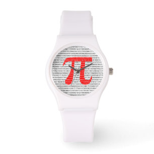 Oorspronkelijk rood getal pi dag wiskundig symbool horloge