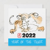 Oorspronkelijk schilderen 4 Chinese tijger jaar ge Feestdagenkaart (Voorkant)