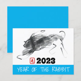 Oorspronkelijk schilderen Chinees konijnenjaar Bir Feestdagenkaart