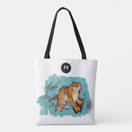 Oorspronkelijk schilderen Chinese tijgerjaarsnaam  Tote Bag (Achterkant)