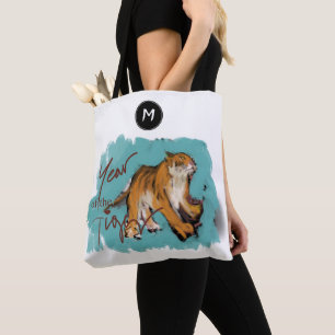 Oorspronkelijk schilderen Chinese tijgerjaarsnaam Tote Bag