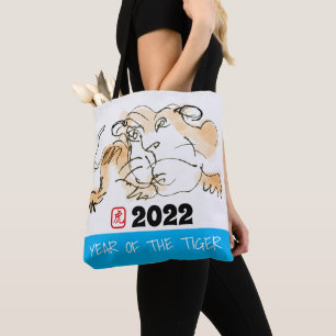 Oorspronkelijk schilderen van 4 Chinese tijger jaa Tote Bag