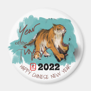 Oorspronkelijk schilderen van 4 Chinese tijgerjaar Magneet