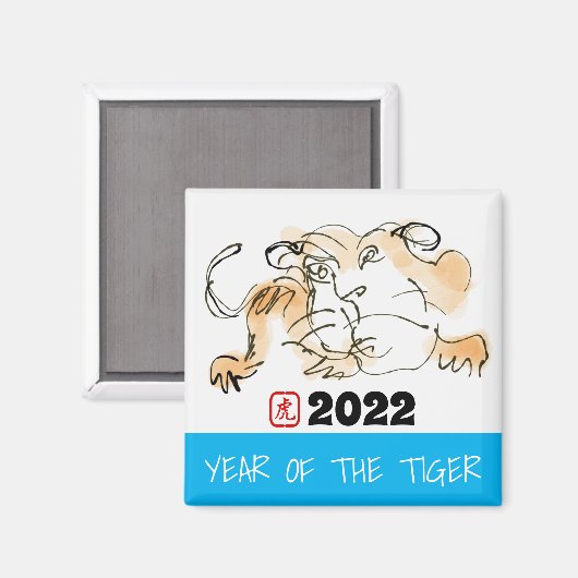 Oorspronkelijk schilderen van 4 Chinese tijgerjaar Magneet (Voorkant / Achterkant)