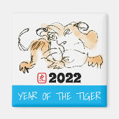 Oorspronkelijk schilderen van 4 Chinese tijgerjaar Magneet (Voorkant)