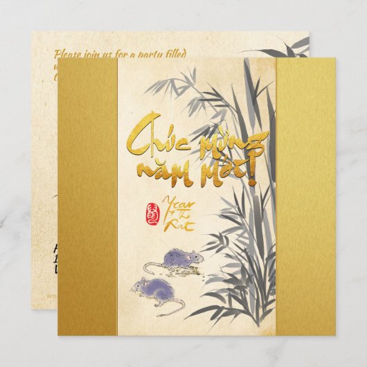 Oorspronkelijk schilderen van Bamboe Ratten Wissen (Voorkant / Achterkant)