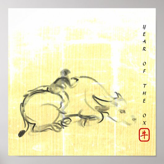 Oorspronkelijk schilderen Waterbuffel Kind Ox Jaar Poster (Voorkant)