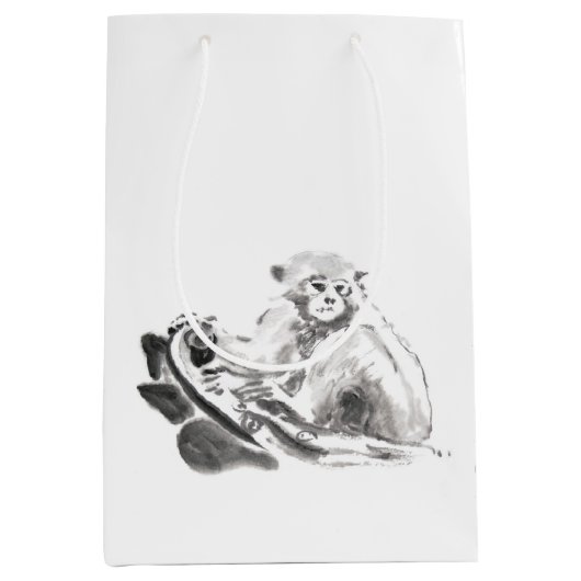 Oorspronkelijk schilderende Chinese aap jaar 2016 Medium Cadeauzakje (Voorkant)