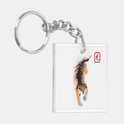 Oorspronkelijk schilderende Chinese tijger jaar M  Sleutelhanger (Voorkant Links)