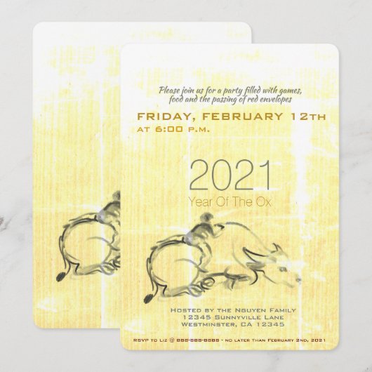 Oorspronkelijk schilderende waterbuffel Kind Ox Ja (Voorkant / Achterkant)