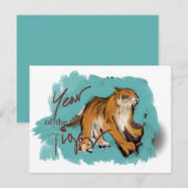 Oorspronkelijk schilderij van Chinees Tiger Year B Feestdagenkaart (Voorkant / Achterkant)