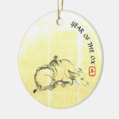 Oorspronkelijk schilderwerk Waterbuffel Kind Ox Ja Keramisch Ornament (Links)