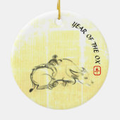 Oorspronkelijk schilderwerk Waterbuffel Kind Ox Ja Keramisch Ornament (Achterkant)