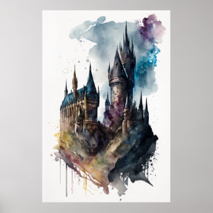 Oorspronkelijk Waterverf Castle Artwork Poster