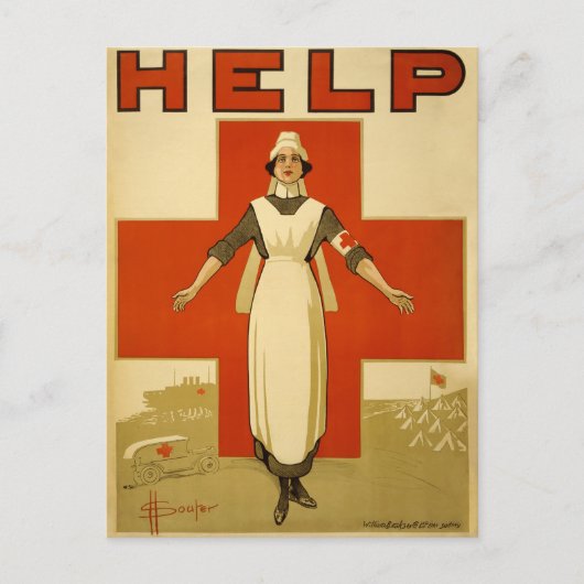 Oorspronkelijk WWWI Red Cross Nursen poster Briefkaart (Voorkant)