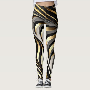 Oorspronkelijk zwart, goud en zilver patroon leggings