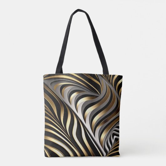 Oorspronkelijk zwart, goud en zilver patroon tote bag (Achterkant)
