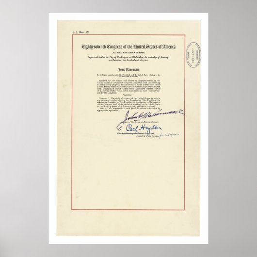 OORSPRONKELIJKE 24e wijziging Amerikaanse grondwet Poster (Voorkant)