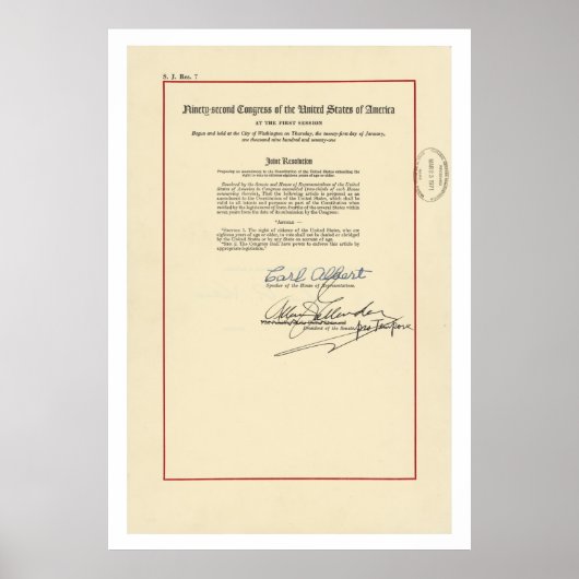 OORSPRONKELIJKE 26e wijziging Amerikaanse grondwet Poster (Voorkant)