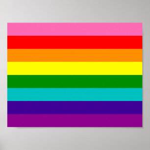 Oorspronkelijke 8-band LGBT Gay Pride Rainbow-vlag Poster
