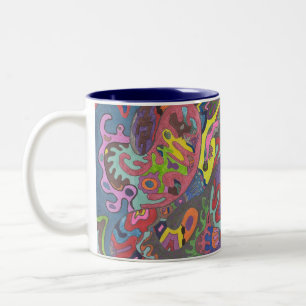 Oorspronkelijke Abstracte "animatie" Tweekleurige Koffiemok