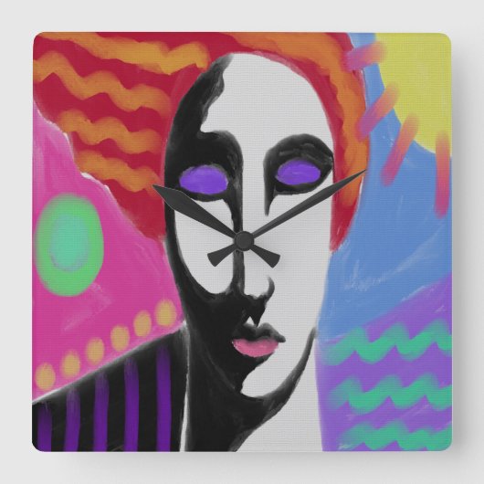 Oorspronkelijke Abstracte Art Vierkante Klok (Voorkant)