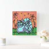 Oorspronkelijke Abstracte kattekunst Vierkante Klok (Huis)