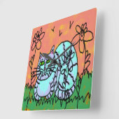 Oorspronkelijke Abstracte kattekunst Vierkante Klok (Hoek)