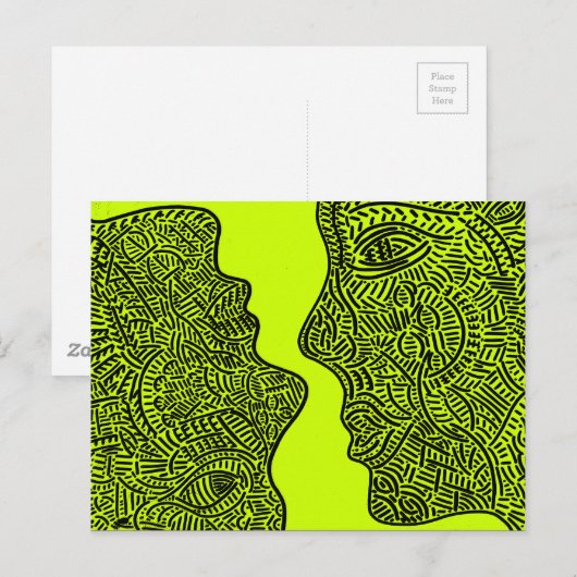 Oorspronkelijke abstracte kunst briefkaart (Voorkant / Achterkant)