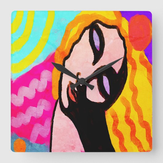 Oorspronkelijke Abstracte kunst Vierkante Klok (Voorkant)