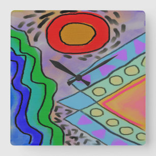 Oorspronkelijke Abstracte kunstvierkant wandklok