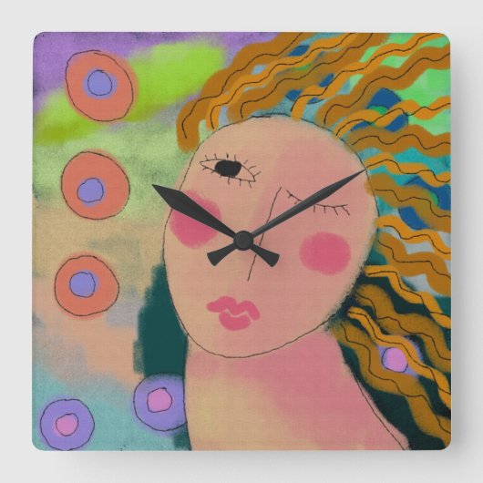 Oorspronkelijke Abstracte kunstvierkant wandklok (Voorkant)