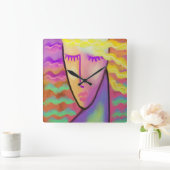 Oorspronkelijke Abstracte kunstvierkant wandklok (Huis)