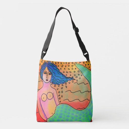 Oorspronkelijke Abstracte mermaïdschildering Crossbody Tas (Achterkant)